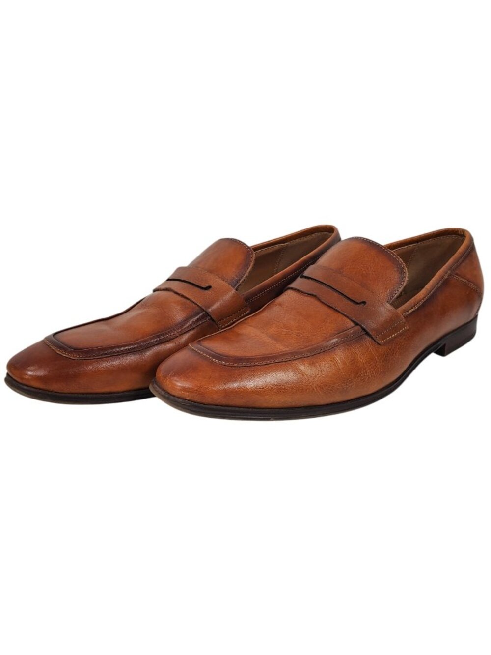 Steve Madden Axionn Men's Leather Penny Loafers Tan Cognac Brown Size 12M